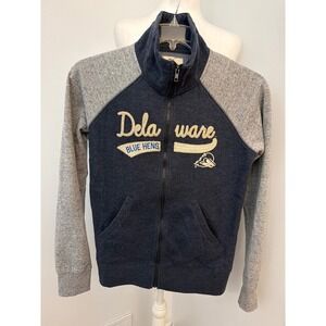 Campus Crew Delaware Blue Hens Full Zip Sweatshirt Navy Gray Women Medium